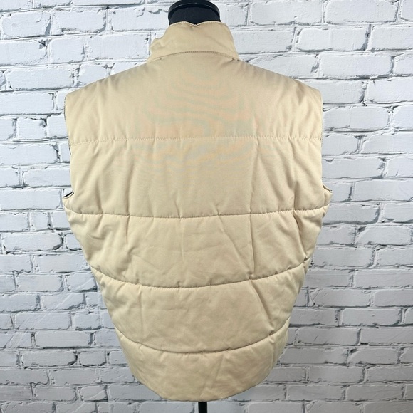 Lacoste Men’s Vintage Puffer Vest Reversible Tan Blue Size Large Cotton Blend - Picture 3 of 15